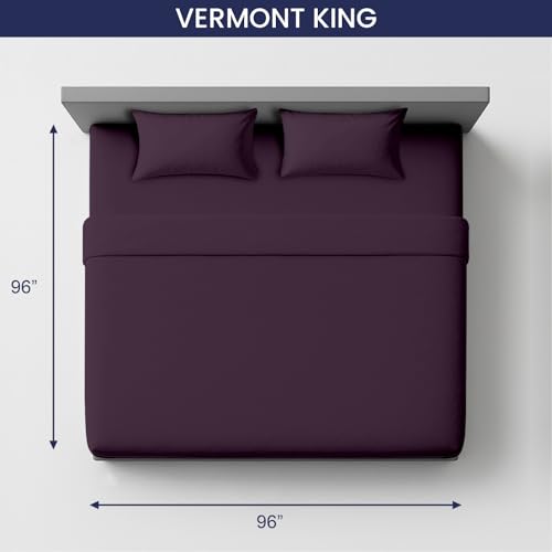 Image of SGI bedding 96 inchx96 inch 4 Pc Vermont King Sheet Set 600 TC 18 inch Deep, Plum