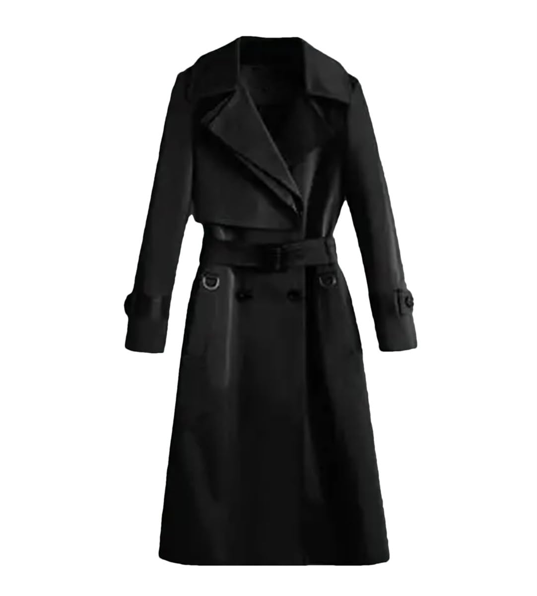 Generic Spring Autumn Women Trench Coat Long Windbreaker Europe America Fashion Double-Breasted Slim Long Overcoat