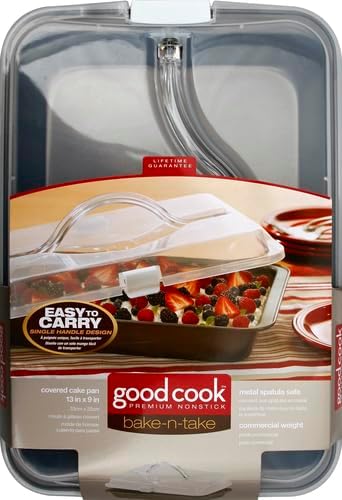 Miniatura 2 de GoodCook Everyday - Sartén rectangular antiadherente de acero Bake-N-Take, 9 x 13 pulgadas con tapa, color gris