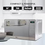 Total Chef Compact Countertop Microwave Oven, 700W, 0.7 Cubic Feet Capacity, Digital Touchscreen Controls, One-Touch Push-Button Opening, 6 Pre-Set Cooking Modes, Silver Stainless Steel