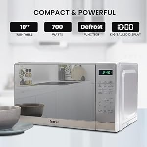 Total Chef 07 Cu Ft Microwave Oven Compact Stylish 700W Countertop Microwave with Digital Touch Controls Pre Set Cooking Modes Perfect for Small Kitchens