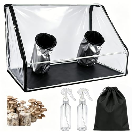 Dmnnlp Still Air Box Mushroom Grow Tent with Angled Observation Window for Easy Viewing Foldable Mushroom Grow Tent for Small Spaces & Home Scientists 29.5x20x20in