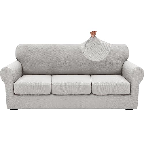 Xineage 2024 Newest 4 Pieces Couch Covers For 3 Cushion Couch Super Stretch Thick Soft Sofa Cover Anti Slip Sofa Slipcover Dogs Cats Furniture Protector  thumb #7