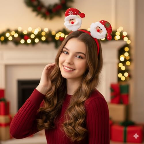 Image of PoPo Toys Santa Claus Headband Design Hair Band | Hairband for Party Birthday| Xmas Gift for Children Girls | Christmas Decorations Items for Home Ornaments Props