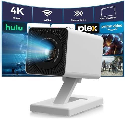 Mini Projector 4K Portable Video Projector with WiFi6 & Bluetooth...