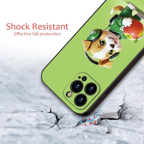 Charming Cartoon Dog for iPhone 16 pro max Case - Playful Pup in Green Headphones & Sporty Outfit Holding Apple | Trendy Slim Protection for Girls & Women(B1-Cartoon Cute Dog)