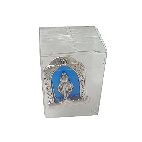 Estatua de repisa Lady of Grace de estaño y vidrio azul miniatura 4
