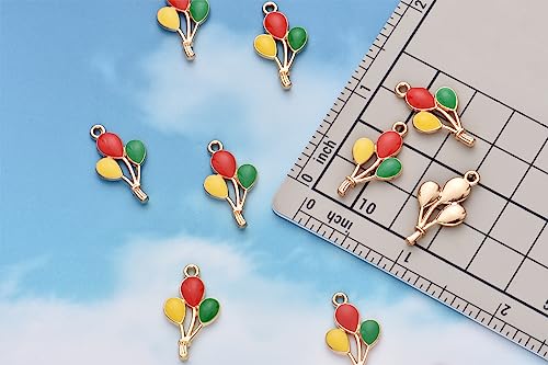 Image of Pack of 80 Balloons Mod.2 Enamel Charms Gold Plated Colored Pendants Hawaii Style Accessories for Necklace Bracelet Jewelry Making DIY Crafting