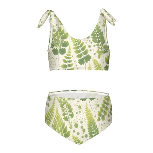 KLL Fern Leaf Equisetum Clover Leaves Girls' Two Piecing Bikini Sets Quick-Dry Swimsuits Swimwear Cute Shoulder Strap
