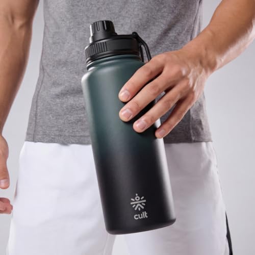 Image of CULT Insulated Water Bottle 1 Ltr - Stainless Steel Water Bottle for School Kids, Adults & Gym | Leakproof Double Wall Vacuum Flask for Hot & Cold | Durable Everyday Bottle (Green)