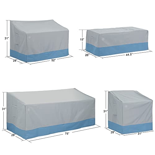 Windaze Patio Furniture Set Cover, 5 Piece Outdoor Furniture Covers Waterproof, All Weather Protection 600D Heavy Duty Patio Sofa Covers #TOP5
