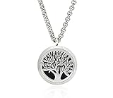 Tree of Life Aromatherapy Essential Oil Diffuser Necklace Locket Pendant Jewelry with 24