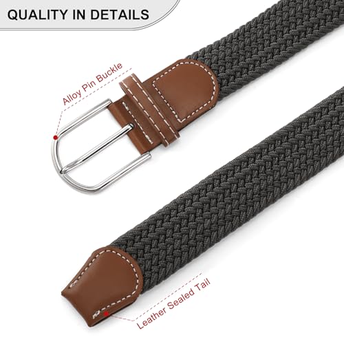 GAEKEAO Elastic Braided Belt for Men 1 3/8" Stretch Woven Belt for Golf Casual Pants Shirts Jeans3