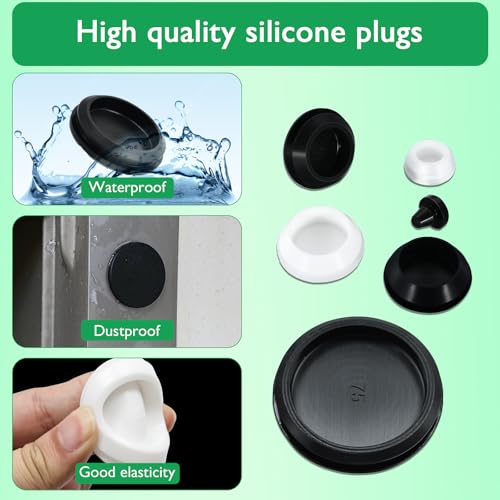 EASYEAH 5PCS Rubber Plugs for Round Holes - 1-1/2"(38mm) Black Snap in Locking Hole Plugs, Rubber Hole Plugs for Automotive, Industrial & Furniture Waterproof Sealing Round Silicone Stopper by EASYEAH - Image 2