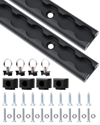 Aluminum L Track Rail 4FT, 2 Pack Heavy Duty L Track Single Slot Rail with O-Ring Tie Downs & Mounting Screws, Universal L-Track Tie Down System for Trailer, Van, Truck & RV