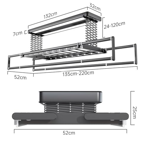 Étendoir à linge pliable et compact rétractable de 135 à 220 cm - 8