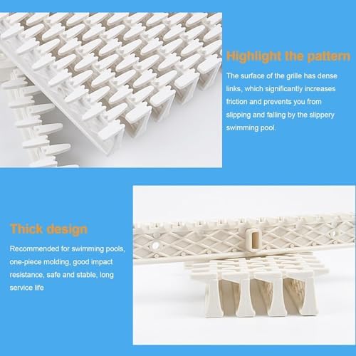 Anti-Vortex Plastic Pool Grating - 18cm Drain Cover for Swimming Pool Overflow Drainage, Modular Channel Guardrail & Filter, Durable Deck Grating Plate (1PCS)