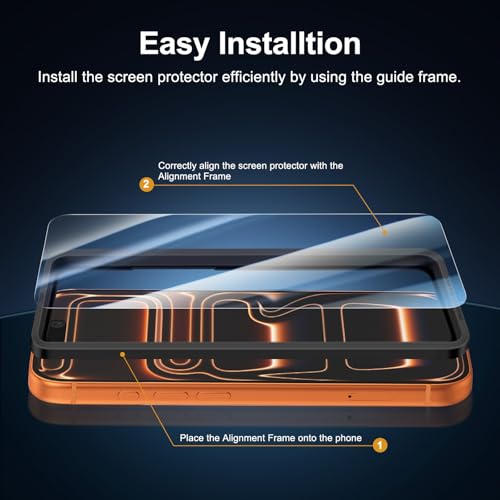 Image of NEW'C 3x Screen Protector for iPhone 17 Pro Max (6.9 inches)+ 3x Camera Lens Protector, Sensor Protection, Case Friendly Tempered Glass Film, Ultra Resistant, Easy installation tool include