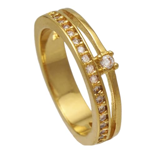Anel com Aro Duplo e Zircônias Folheado Em Ouro 18K Softjoias (15)