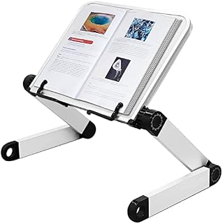 Adjustable Book Stand, Height and Angle Adjustable Ergonomic Book Holder with Page Paper Clips for Big Heavy Textbooks Music Books Tablet Cook Recipe Durable Lightweight Aluminum Book Holders
