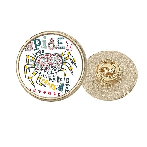 Broche araignée en métal doré Discover World de taille M pour veste