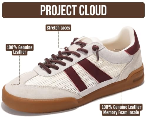 Image of Genuine Leather Slip On Sneakers for Women with Leather Memory Foam Insole | Memory Foam Insole Lightweight Shoes for Women - Womens Fashion Sneakers - Comfortable Women Footwear Everyday Essentials