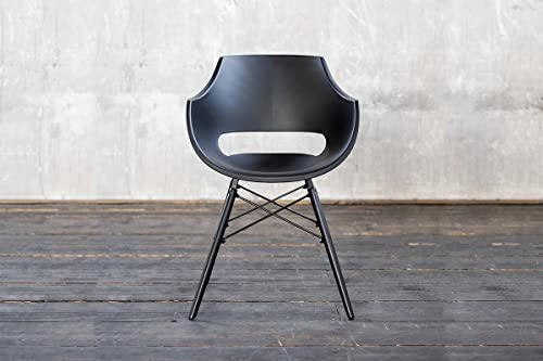 Esszimmer Stuhl | Kunststoff | KAWOLA ZAJA | Armlehnenstuhl | Esszimmermöbel | Stühle | Moderne Stühle | Schreibtisch Stuhl | Schminktisch Stuhl | Schminkstuhl mit Armlehne Farbe schwarz Cover