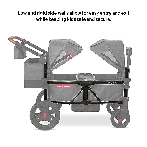 Radio Flyer Voya Stroller Wagon, 2-Sitzer-Kinderwagen für Kinder zum Sitzen, Baby-Bollerwagen mit Verdeck, Doppel-Kinderwagen, Faltbarer Wagen mit Sitzen, Bollerwagen für Kinder