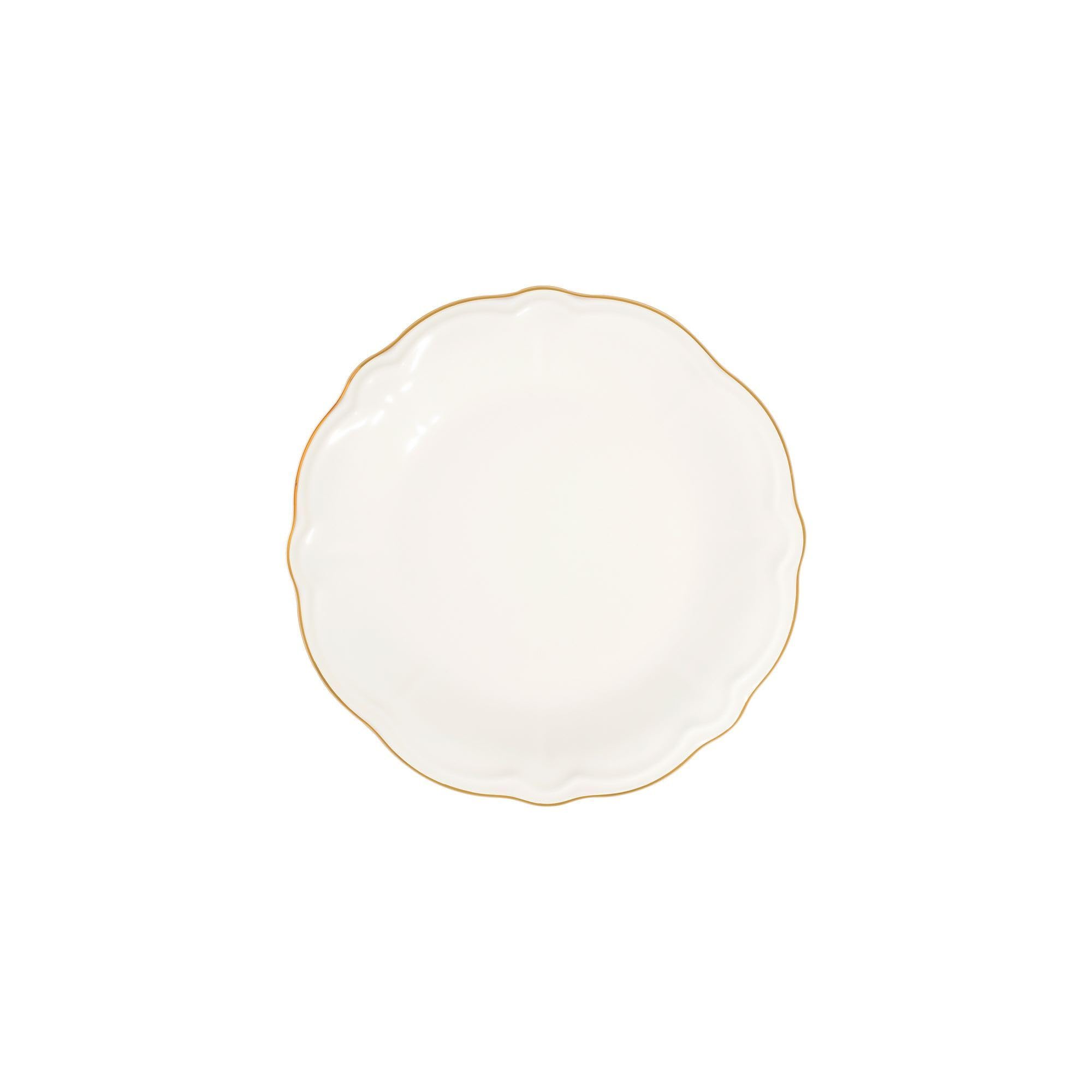 Elegancki 24-częściowy serwis obiadowy, 100% porcelana, biały i złoty | w zestawie talerze do serwowania, miski i talerze deserowe | można myć w zmywarce i używać w kuchence mikrofalowej