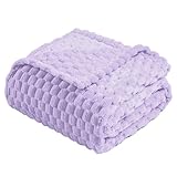Vessia Flannel Fleece Throw Blanket, 3D Jacquard Light Purple Fuzzy and Warm Blanket for Couch, Sofa, Bed, Chair, 300GSM Soft Touch Cozy Lavender Throw for All-Season Home Decor(50x40inch)