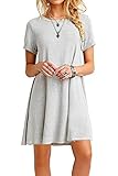 ✅【Klassisches Design】Lässiges und vielseitiges Kleid mit kurzen Ärmeln und Rundhalsausschnitt mit glattem, fließendem Rock, einfach und lässig.