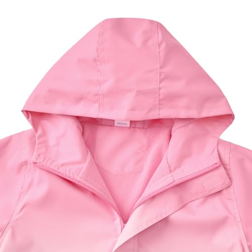 Image of MGEOY Boys Girls Rain Jacket Lightweight Waterproof Hooded Fleece Lined Raincoat Windbreakers for Kids