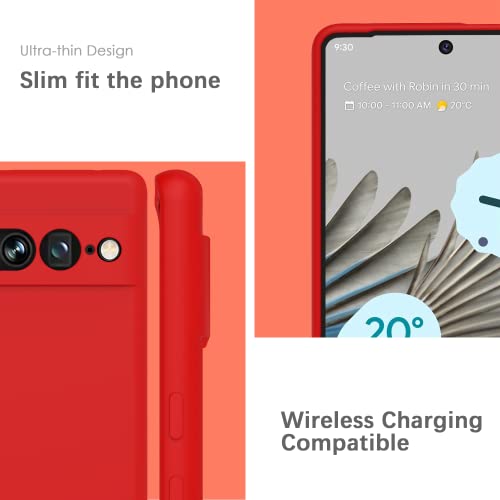Image of YATWIN Silicone Back Case for Google Pixel 7 Pro, Soft-Touch Phone Back Cover for Google Pixel 7 Pro - Red