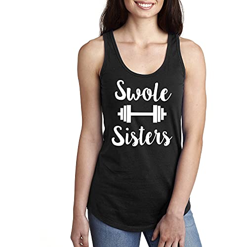 Swole Sisters Racerback Tank in Black - Medium