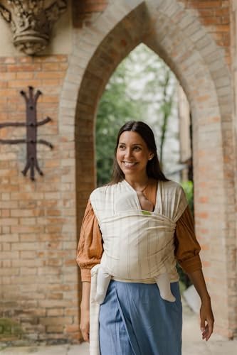 Image of Boba Baby Wrap Carrier-Stretch Bamboo Newborn Sling,Serenity Pebble Striped | Breathable Bamboo-Blend Knit, newborn to toddler. Hands-Free Babywearing for bonding, nursing & naps 7-35 lbs.