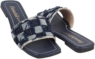 سليبر حريمى فلات جلد فى قماش 796 كحلى 40