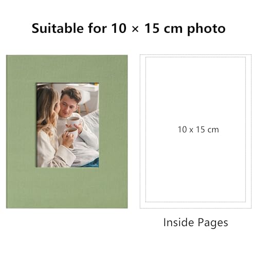 Fotoalbum klein Einsteckalbum 10x15 – 24 Taschen Mini Fotoalbum mit Fenster – Fotobuch zum Selbstgestalten für Hochzeit, Baby & Reise – Hellgrün
