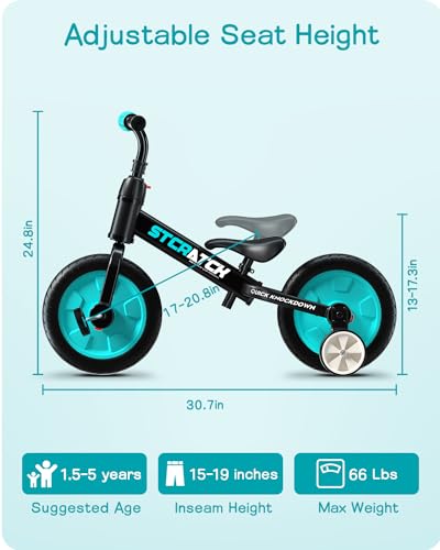 Eilsorrn UPUSB0003101 Balance Bike For Kids 2-5 Years - 3-In-1 With Training Wheels, Detachable Pedals thumb #5
