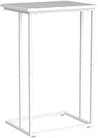 Vista 4 de Innerjoin Mesa auxiliar ancha en C, mesa de sofá C con marcos de metal, mesa auxiliar pequeña para sofá y cama, mesa C retro para computadora