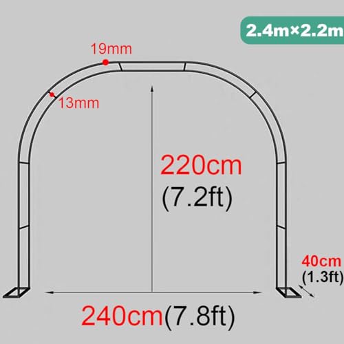 Arche de jardin en acier galvanisé de qualité supérieure noire 2m - 7
