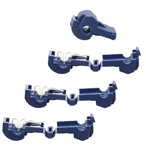 ECENCE Anschlussklemmen für Mähroboter Begrenzungskabel Ladestation 4er Set T-Abzweigverbinder, Schnellverbinder, Stromdieb, kompatibel mit Husqvarna, Gardena, Worx, Yard Force Blau