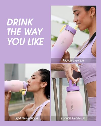Image of Coolflask 32 oz Water Bottle Insulated Slim Series Stainless Steel