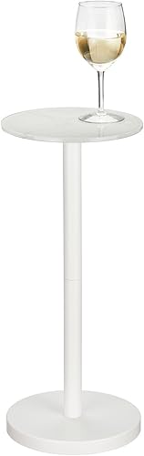 Miniatura 1 de mDesign Mesa de noche lateral o final de cristal, pequeña y moderna mesita de noche de metal con acento redondo para sala de estar, dormitorio,