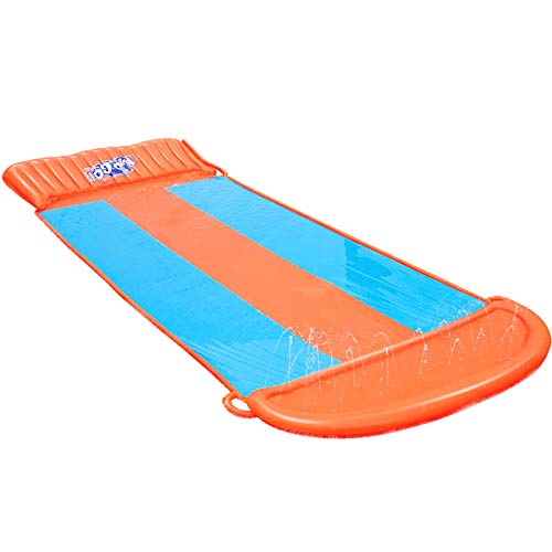 BESTWAY 52258 - Pista Deslizante Infantil Hinchable H2O Go! Triple 549 cm con Conexión a Manguera de Jardín, Piscina Final y Parche de Reparación Incluido Mayores de 3 Años