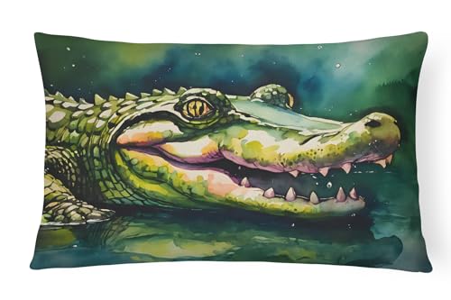Caroline's Treasures DAC2867PW1216 Alligator Throw Pillow Machine Washable, Indoor Outdoor Decorative Pillow for Couch, Bed or Patio, 12HX16W