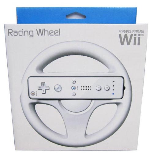 Wii Controller Wheel White (Third Party) Video Games