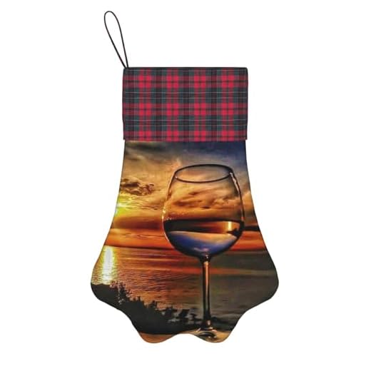 GZHYHAKAN Chaussette de Noël avec motif de verre à vin avec griffe de chien unique