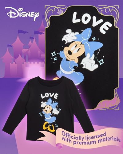 Disney Minnie Mouse Princess Girls Shirts - 3 Pack Long Sleeve Girls Graphic Tees for Toddler and Little Kid (Size 3T-7)3