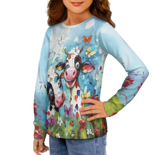 Image of Long Sleeve Shirts for Girls Winter Tops 3-16t Cartoon T Shirts for Fall Clothes