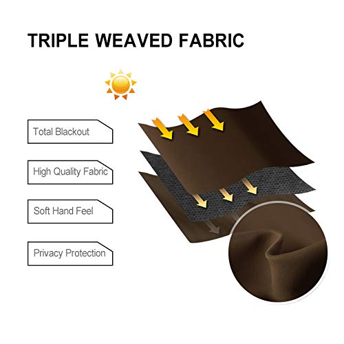 Image of DWCN Brown Room Darkening Blackout Curtains - Thermal Insulated Privacy Energy Saving Window Curtain Drapes 52 x 63 inch Length, Set of 2 Bedroom Living Room Curtains